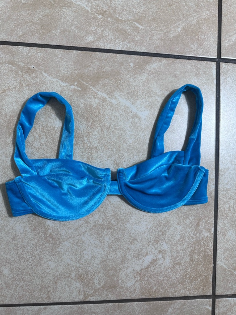 Nasty Gal Turquoise Velvet Bikini Top